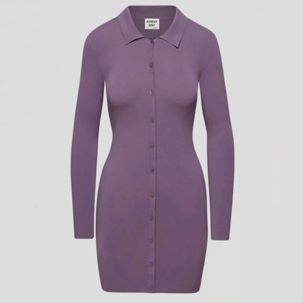 Aritzia Sunday Best Ralph Bodycon Long Sleeve Polo Mini Dress Violet Haze Size M